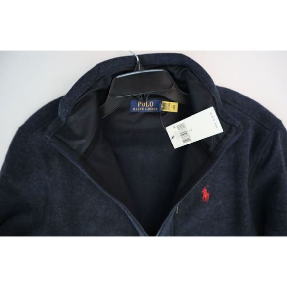 Polo Ralph Lauren Men's Sz L Navy Heather L/S Full Zip Fleece Jacket $168 - Picture 6 of 12